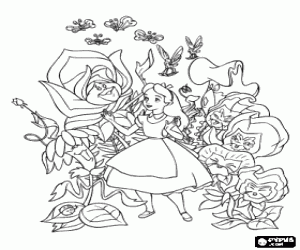 alice in wonderland talking flowers coloring pages - photo #46
