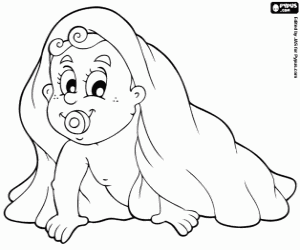 Baby crawling coloring page