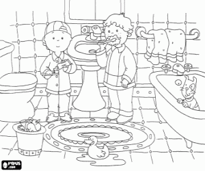 Caillou Coloring on Coloring Bathroom