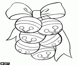 Jingle bells or sleigh bells with a ribbon for Christmas coloring page