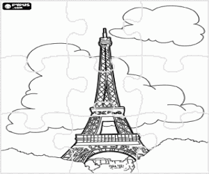 Eiffel Tower Coloring Pictures Paris on Puzzles Coloring Pages  Houses  Cities And Monuments Puzzles Coloring